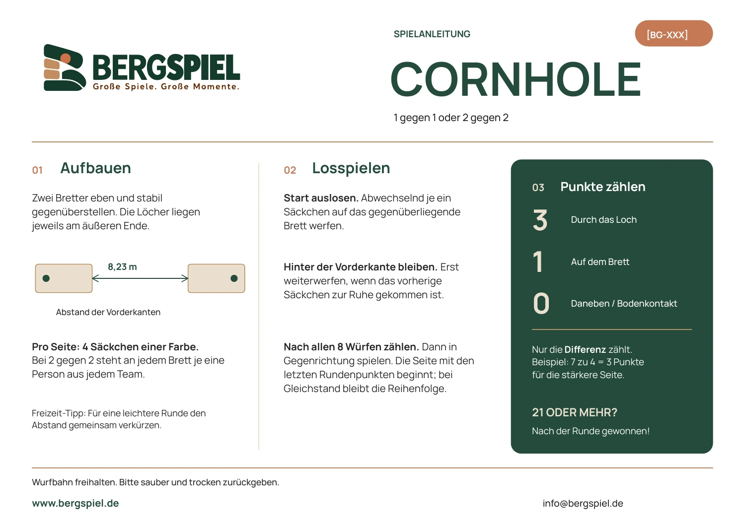 Originale Cornhole-Spielanleitung vergrößern